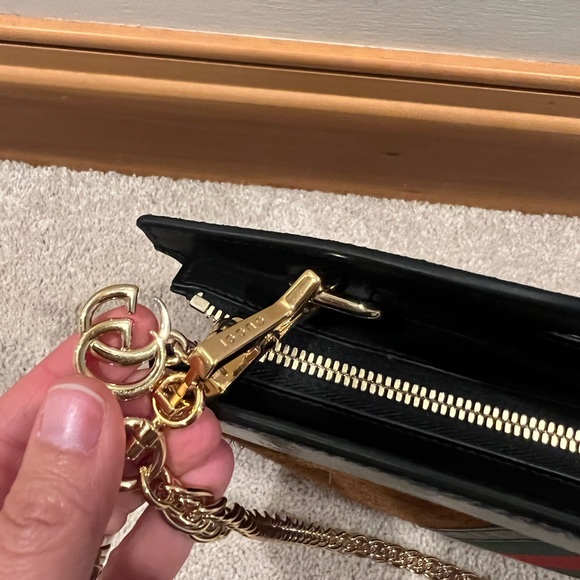 💯 Authentic Gucci Ophidia Brown Suede Cut Out Top Handle Shoulder Bag - Picture 10 of 12